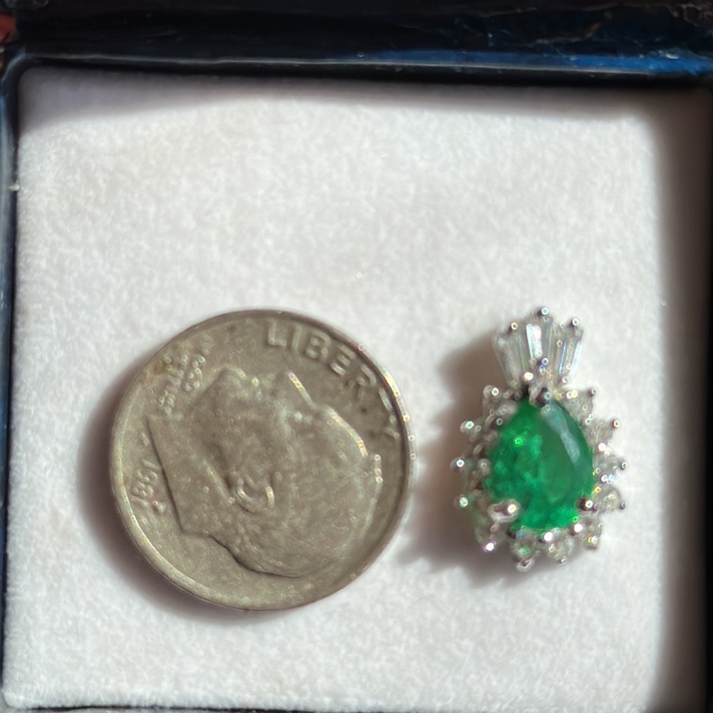 KAS pear Emerald cz sterling silver earrings - Picture 6 of 7